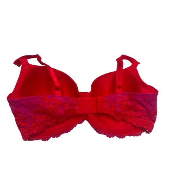 Wacoal Womens Embrace Lace T-Shirt Bra 34DD Red Pink Floral Underwire Seamless - Picture 10 of 16